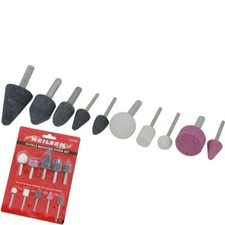 10pc Mounted Stone Point Grinding Head Wheel Drill Rotary Tool Set CT2788