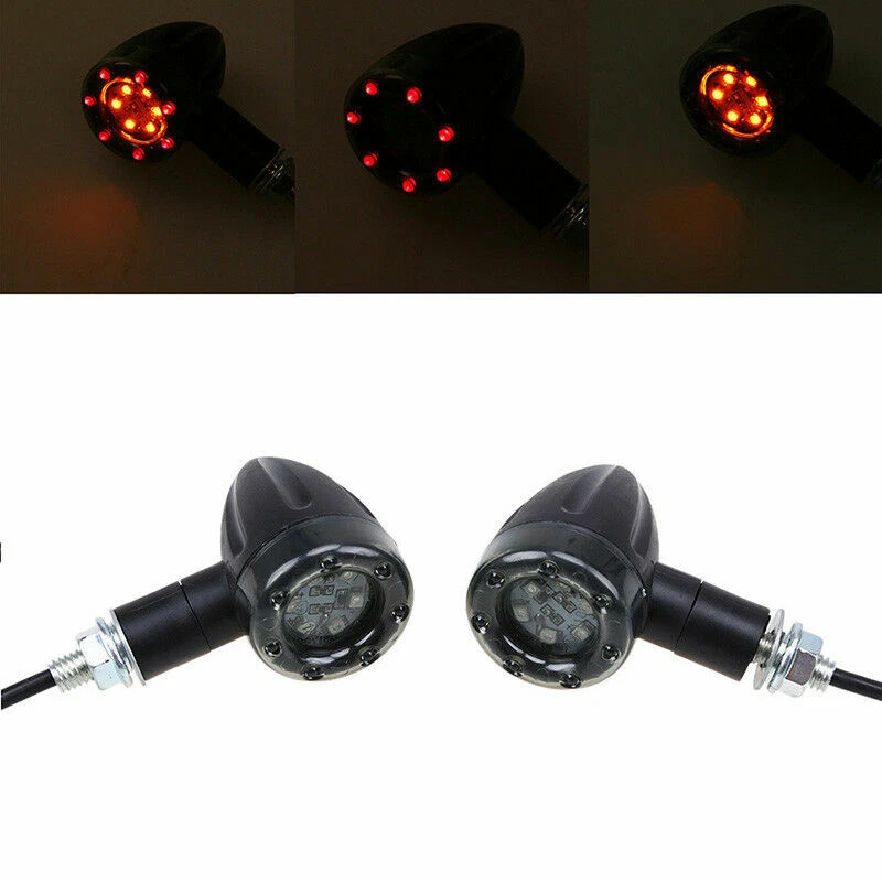 2 peças luz indicadora de freio vermelha âmbar sinal de seta LED motocicleta 12V ajuste Harley - Imagem 4 de 4