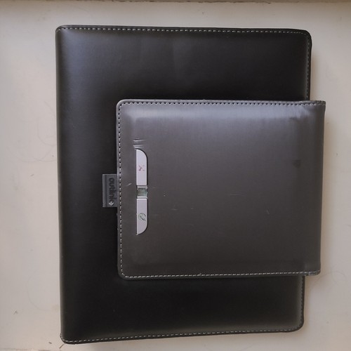 Outlink Faux Leather Portfolio 8" X 10" Magnetic Closure ~ Black/Gray
