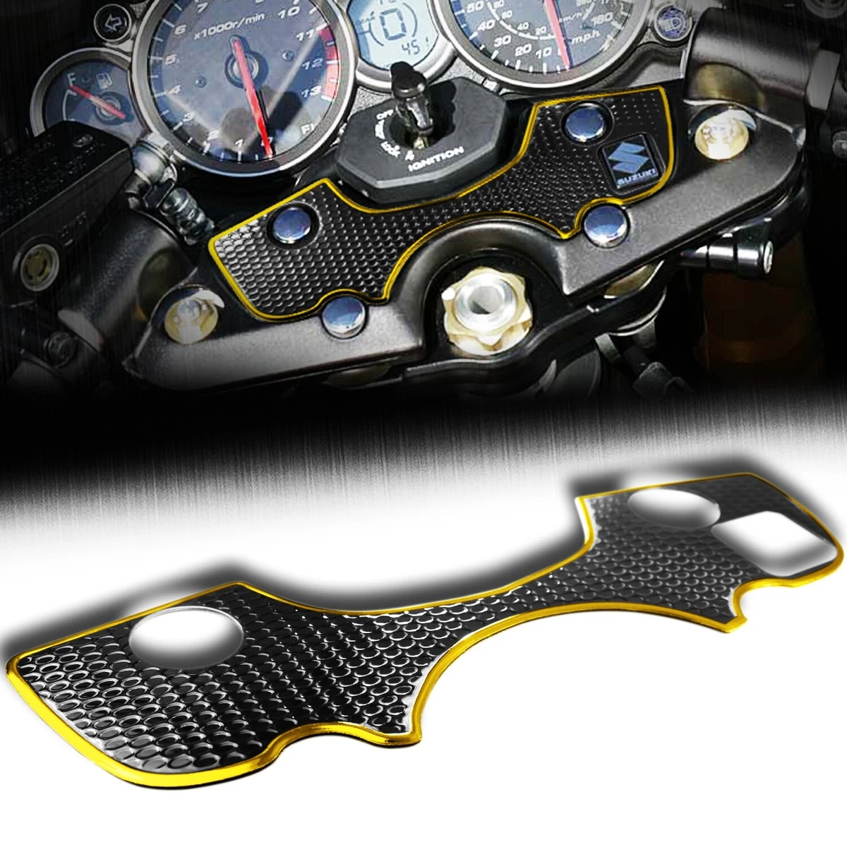 ジェルアップ Handle Yoke Cover Chrome Gold/Black Sticker Pad 08-20 Busa GSX