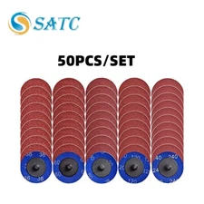 50Pcs 2in Aluminum Oxide Roll Lock Die Grinder Sanding Grinding Disc 36-240 Grit