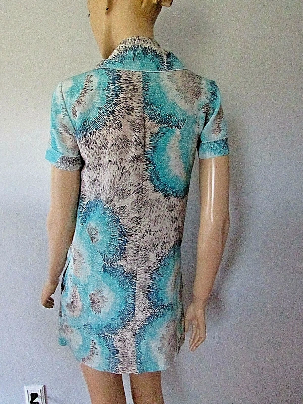 V VALENTINO BOTTONI IN SETA COLLETTO ARRICCIATO CON TASCHE ABITO TAGLIA 38 2