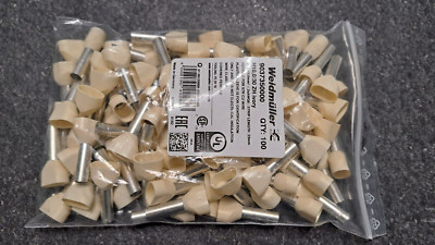 100Pcs. Weidmüller H10,0/30 ZH ivory Twin wire-end ferrule 2x10,0mm2 9037350000