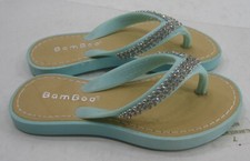 BLUE SILVER SLIP ON FLIP FLOP GIRL Sandal SIZE 10