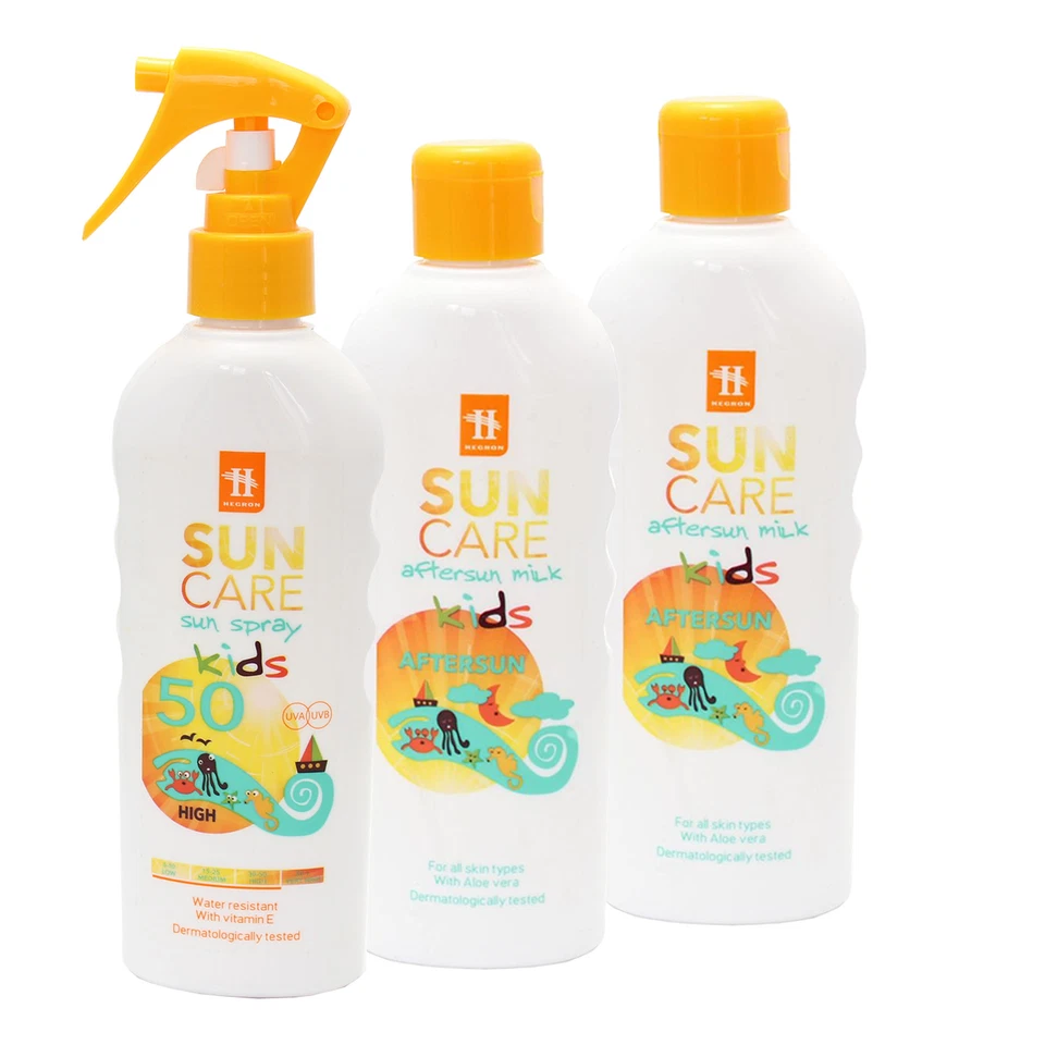 Juego de 3 piezas spray solar para niños Hegron FPS50 AfterSun cuidado de la piel niños protección solar