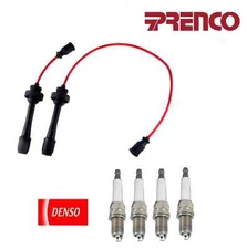 PRENCO Wire Set + 4 DENSO Spark Plugs For Mazda Protege, Protege5