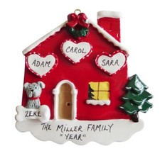 Personalized Home Family of 3 w/ Dog or Cat Christmas Ornament