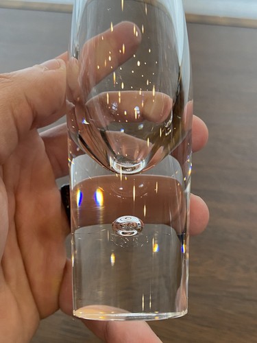 BEAUTIFUL VTG STEUBEN Crystal Teardrop Bud Vases By DAVID HILLS PAIR SIGNED 8"H - Picture 5 of 24