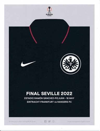 UEFA Europa League Final 2022 Rangers v Eintracht - OFFICIAL MATCH POSTER - Afbeelding 2 van 2