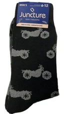 Juncture Black Gray Motorcycle Socks Men’s Crew Socks Shoe Size 6-12