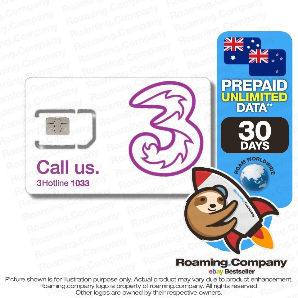 Three Australia Prepaid Cell Phone SIM Cards
