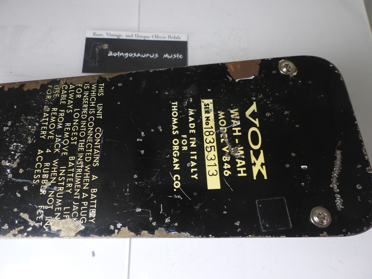 1987年製　 E.Thomas & Williams 　箱＆説明書付き Vintage Vox V846 Wah Effects Pedal Made in Italy Thomas