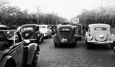 Germany Berlin cars on the 'Heerstrasse' um 1953 Historic Old Photo