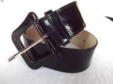 vtg express belt black patent leather 2in wide 32in sz S