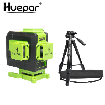 Huepar Laser Level Grüne Selbstnivellierender 3D Kreuzlinienlaser 903DG+Stative