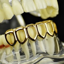 14k Gold Plated Open Face Grillz Six Tooth Lower Row Bottom Teeth Hip Hop Grills 14k Gold Plated Open Face Grillz Six Tooth Lower Row Bottom Teeth Hip Hop Grills