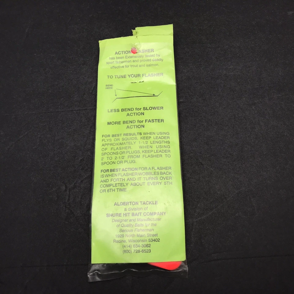 Trolling Dodger Action Flasher Alderton Tackle Co. Orange 9" X 2" Made In USA - Image 3 of 4