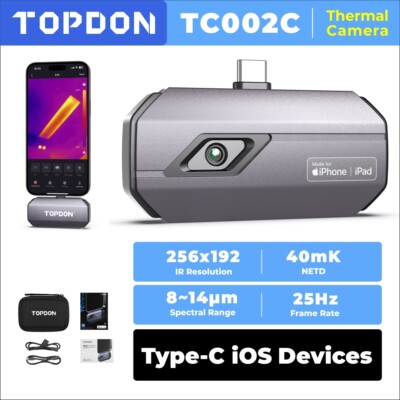 HOT TOPDON TC002C Wärmebildkamera Infrarot-Thermometer 512x384 Super Resolution