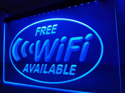 Free Wi-Fi Internet Bar club LED Neon Light Sign gift home decore size 12 x 8