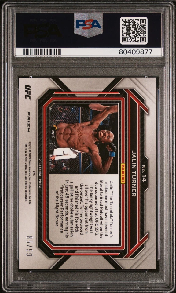 2023 PANINI PRIZM UFC 14 JALIN TURNER ORANGE PRIZM /99 - Image 2 of 2