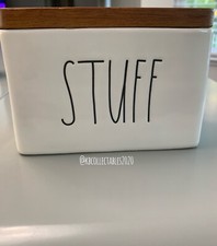 Rae Dunn Wood Ivory Square Storage STUFF