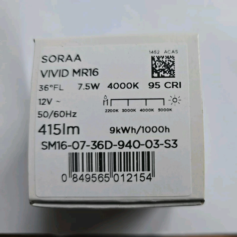 SORAA Vivid GU5.3, 36Deg 7.5w 4000k 95cri Led MR16 - Image 2 of 4