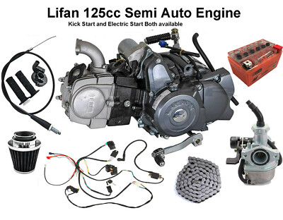 #ad Lifan 125cc Engine Motor Semi Auto Kick Electric Start For Pit Bike Trail CRF50 $598.83