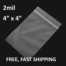4"x4" Clear 2 Mil Plastic Zip Seal Bag Reclosable Top Lock 2Mil Small Baggies