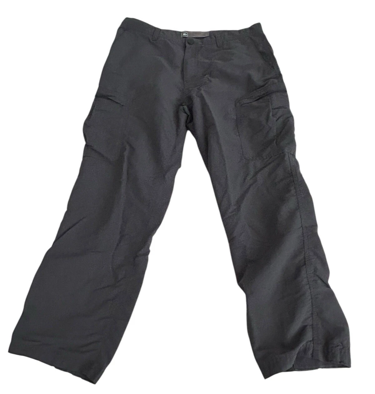 REI Pants Mens 36X30 (Actual 35x28) Gray 100% Nylon Cargo Lightweight Hiking ZIP