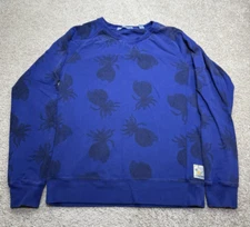 Scotch & Soda Sweater Mens Large Sweatshirt Pineapple Blue Crewneck Pull over