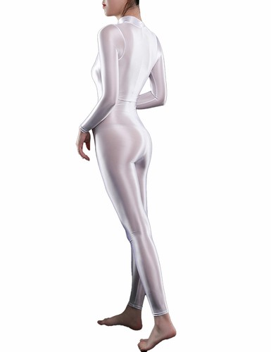 Women's Sexy Glossy Bodysuit Bodystocking Jumpsuit Catsuit Leotard Clubwear - Picture 5 of 74