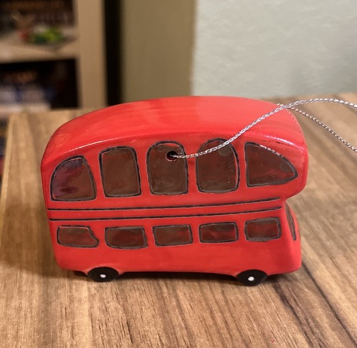 London Double Decker Red Bus Ornament New. Ceramic. 3 X 2 X 1” New - Picture 2 of 10