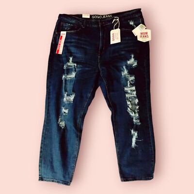 Gogo Dream Jeans Frayed Leg Denim. Women's High Rise Size 20 Mom Jeans Style