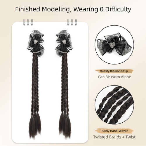 1/2Pcs Twisted Braid Wig Hair Clip Gypsophila Long Pony Tail Hair Accessories - Picture 4 of 18