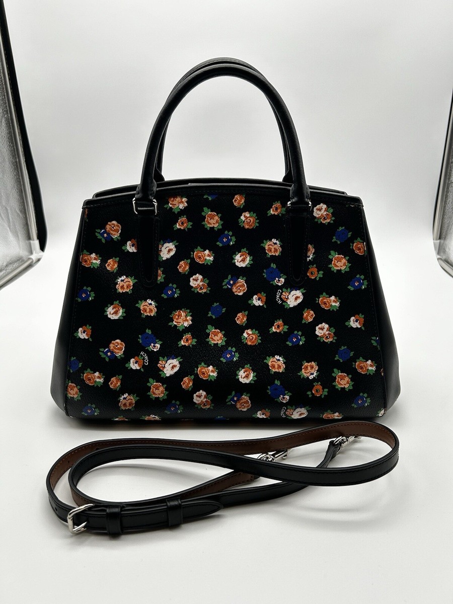 Coach Shoulder Bag Tea Rose Margot Floral 2way Black Leather | eBay