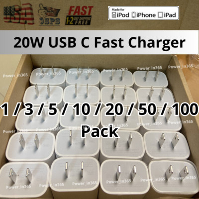 Lot 20W USB Type C Power Adapter Fast Charger Cube Block For iPhone iPad Android