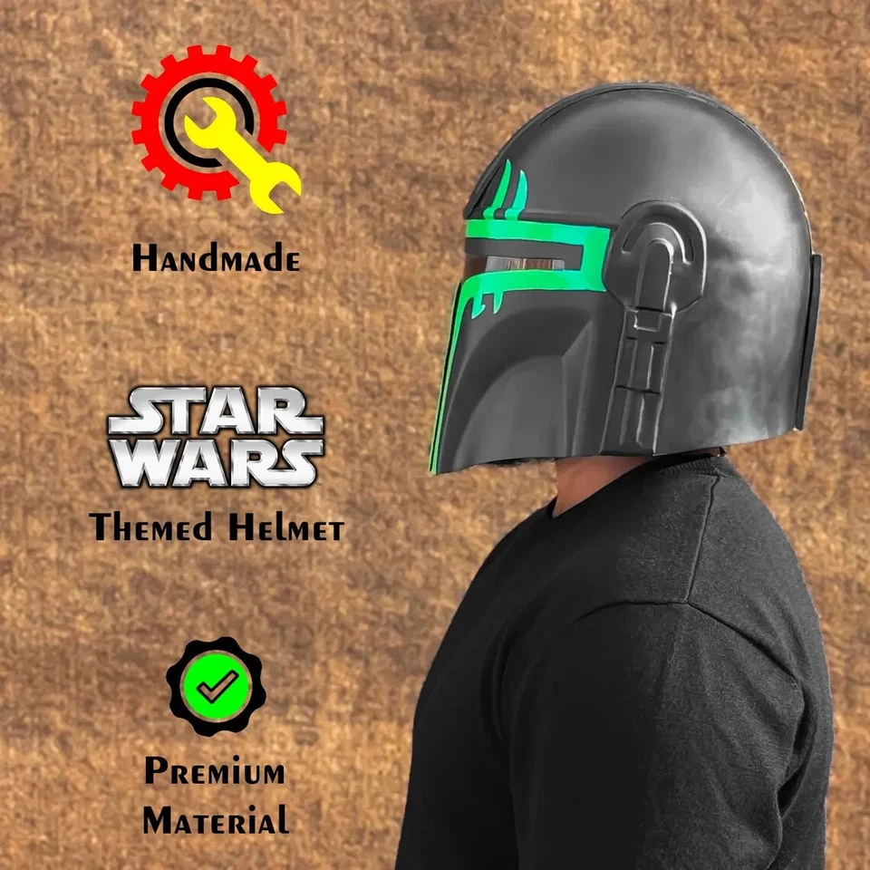 Réplica de Capacete Mandaloriano Verde | Star Wars Cosplay Prop | Din Djarin’s Iconic - Imagem 2 de 4