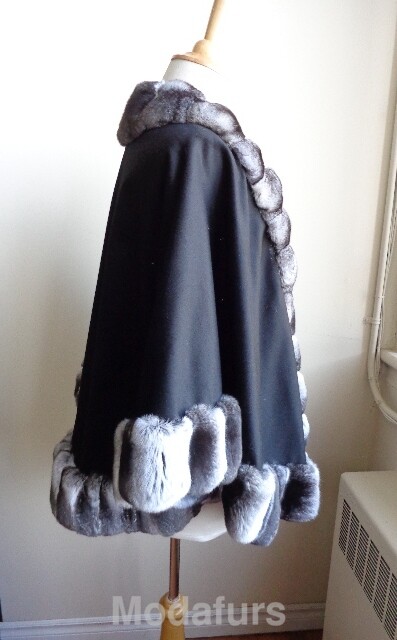 Women's Brand New 100percent Cashmere & Chinchilla Fur Wrap Cape 27" WEDDING image 5