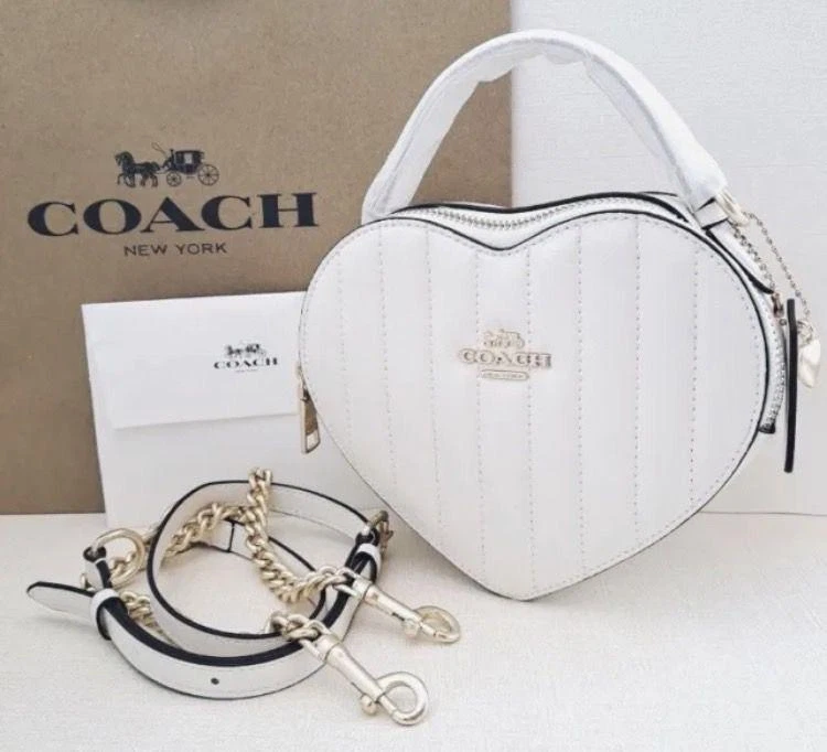 COACH, C5119, Crossbody, Handbag Heart, White Quilting,Leather