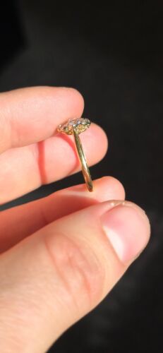 Anillo de oro victoriano de 18 quilates con racimo de diamantes ojo de buey objetivo margarita talla M 1/2 - Imagen 3 de 8