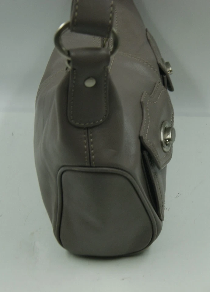 Bolso de mano Via Spiga para mujer de cuero gris con bolsillos interiores con asa única Foto 4 de 4