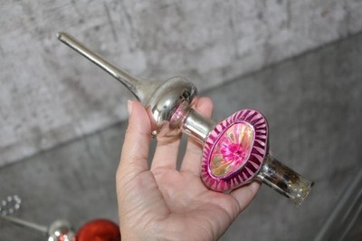 Glass Tree Topper, Vintage Christmas ornament, Retro finial Tree decoration Xmas