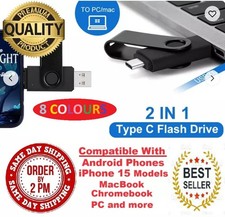 Type-C OTG USB Flash Drive 2-in-1 Memory Photo Stick Pen Drive Android PC 256GB