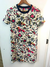 Tory Burch Women’s XS Cream Multicolor Floral T-Shirt Dress Pima Cotton