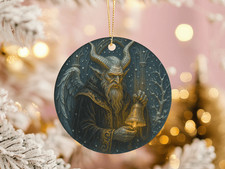 Krampus Winter Bell Ornament  Horned Solstice Spirit Gothic Holiday Decor