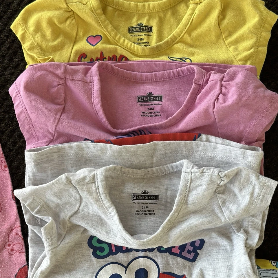 Lote de 6 pijamas mezclados y combinados de 24 meses para niñas Elmo Big Bird Abby Foto 2 de 4