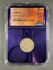 1858 Flying Eagle Cent 2025 NGC Bert Slab Sample Purple Core