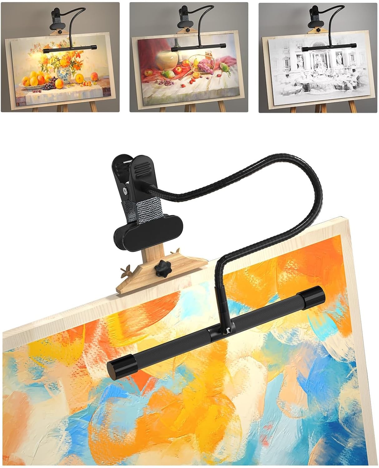 Clip-On Easel Light for Painting, 7W LED Artist Lamp, 3 Colour Modes, 10