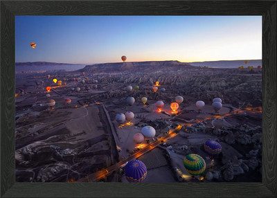 Blick auf Ballons Flug Gerahmtes Wandbild Poster Leinwanddruck Bild