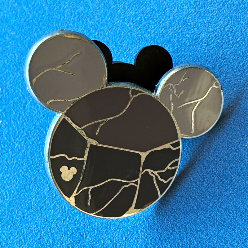 Disney Mickey Mouse Single Pin Trading Black & Gray Marble Pattern Icon
